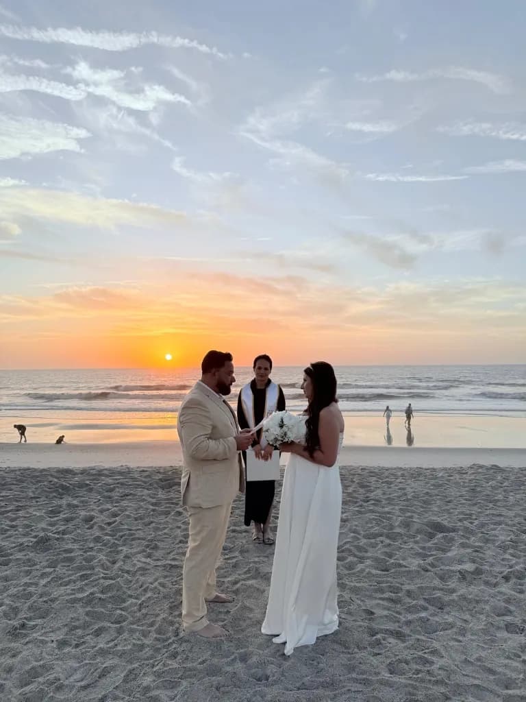 Beautiful beach wedding ceremony with officiant in Northeast Florida