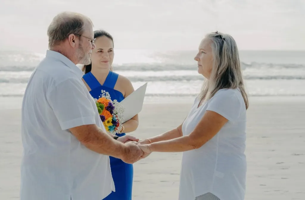 Romantic beach wedding moment in St. Augustine Florida